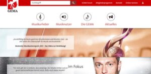 Webseite der GEMA